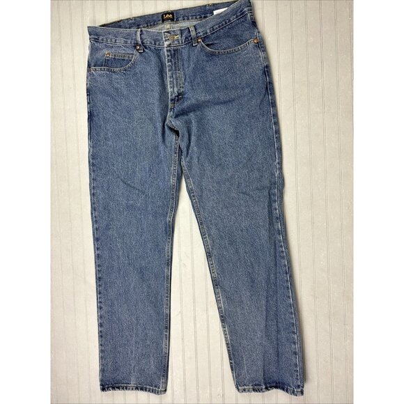 Lee Size 38x32 Mens Jeans Reg Fit Cotton Med Wash Straight - Picture 1 of 4